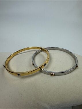 Coach Gold and Silver Crystal Accent Bangle Bracelet Set